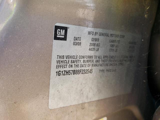 1G1ZH57B88F232545 - 2008 CHEVROLET MALIBU 1LT ოქროსფერი ფოტო 12