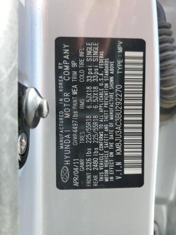 KM8JU3AC3BU292270 - 2011 HYUNDAI TUCSON GLS SILVER photo 13