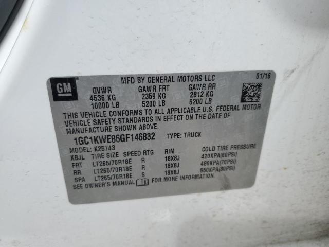 1GC1KWE86GF146832 - 2016 CHEVROLET C/K2500 K2500 HEAVY DUTY LTZ WHITE photo 12