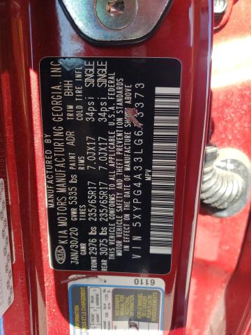 5XYPG4A33LG673373 - 2020 KIA SORENTO L RED photo 13