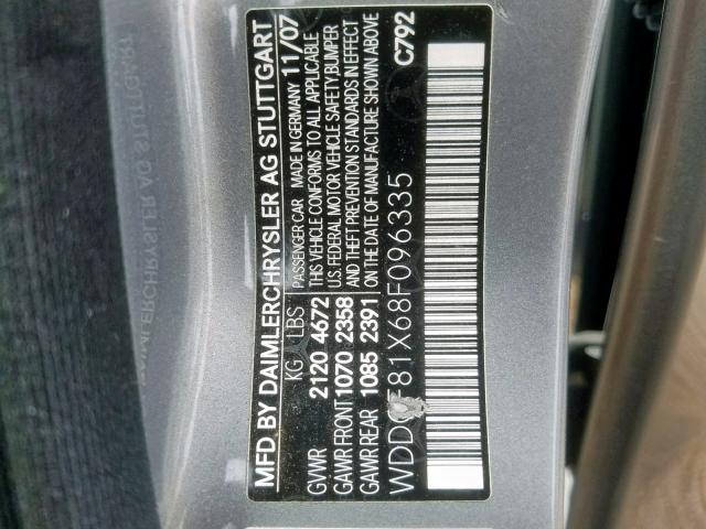 WDDGF81X68F096335 - 2008 MERCEDES-BENZ C 300 4MATIC SILVER photo 10