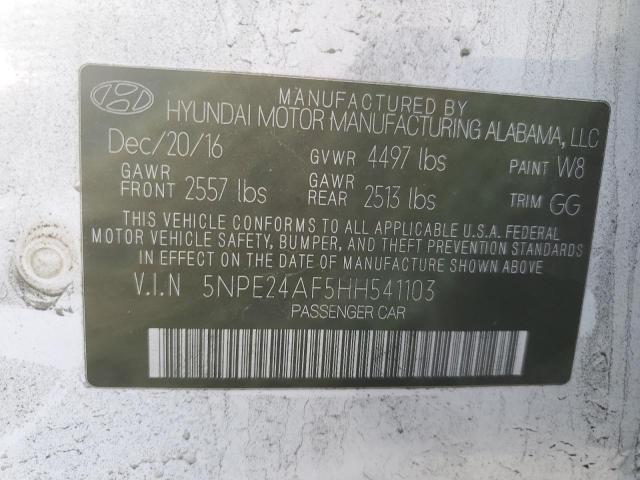 5NPE24AF5HH541103 - 2017 HYUNDAI SONATA SE WHITE photo 12