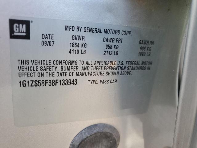 1G1ZS58F38F133943 - 2008 CHEVROLET MALIBU LS SILVER photo 12