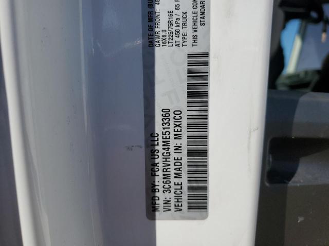 3C6MRVHG4ME513360 - 2021 RAM PROMASTER 3500 HIGH თეთრი ფოტო 13