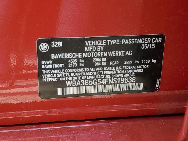 WBA3B5G54FNS19638 - 2015 BMW 328 XI SULEV RED photo 12