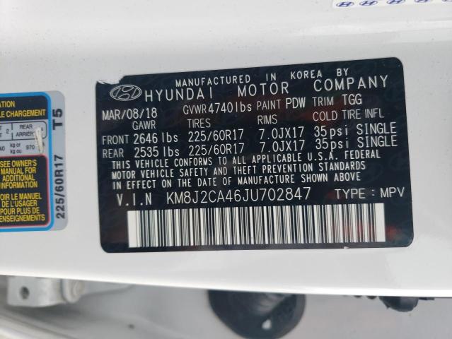 KM8J2CA46JU702847 - 2018 HYUNDAI TUCSON SE WHITE photo 12