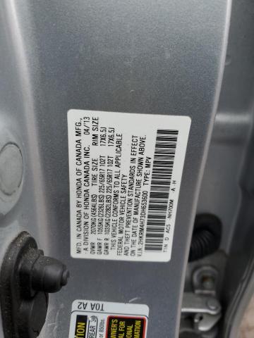 2HKRM4H73DH653600 - 2013 HONDA CR-V EXL SILVER photo 12