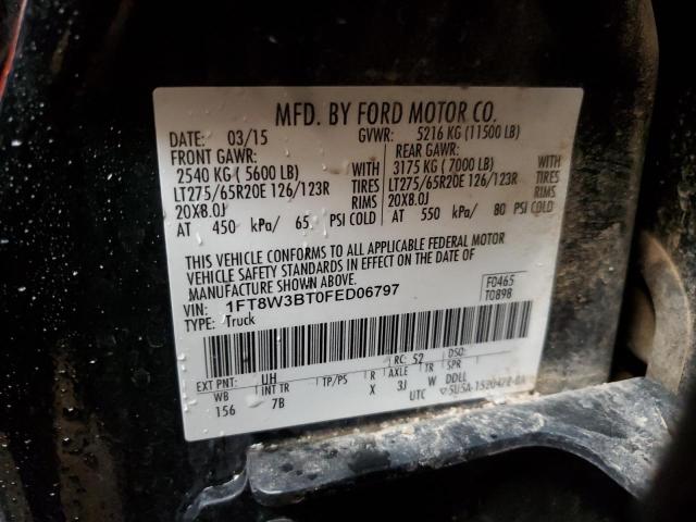 1FT8W3BT0FED06797 - 2015 FORD F350 SUPER DUTY BLACK photo 13