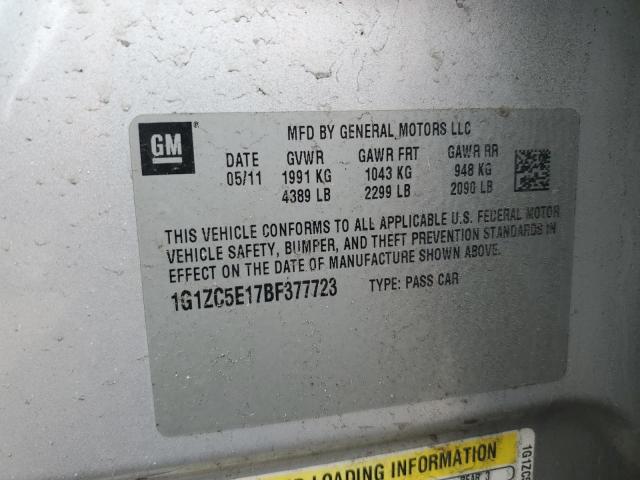 1G1ZC5E17BF377723 - 2011 CHEVROLET MALIBU 1LT 银色 照片 13