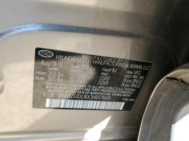 5NMZUDLBXJH077508 - 2018 HYUNDAI SANTA FE S GRAY photo 12