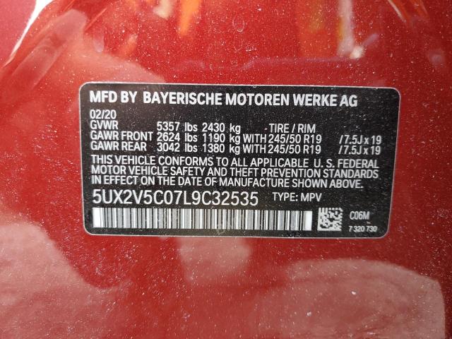 5UX2V5C07L9C32535 - 2020 BMW X4 XDRIVEM40I RED photo 14