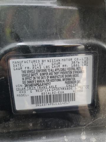 3N1AB7AP0JL614217 - 2018 NISSAN SENTRA S BLACK photo 12