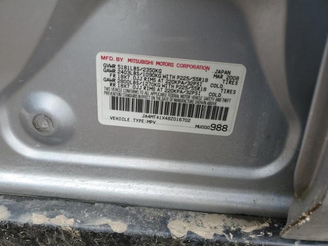 JA4MT41X48Z016702 - 2008 MITSUBISHI OUTLANDER XLS SILVER photo 13