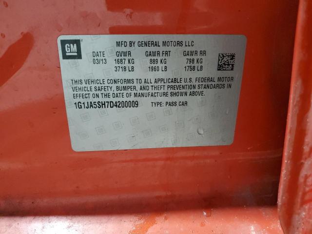 1G1JA5SH7D4200009 - 2013 CHEVROLET SONIC LS ნარინჯისფერი ფოტო 12