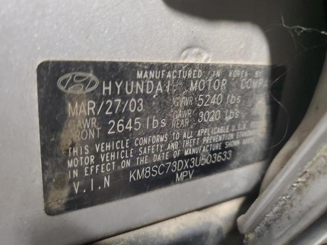 KM8SC73DX3U503633 - 2003 HYUNDAI SANTA FE GLS SILVER photo 13