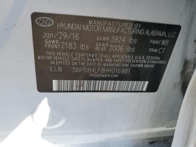 5NPD84LF8HH016981 - 2017 HYUNDAI ELANTRA SE WHITE photo 12