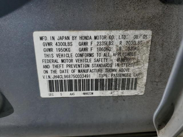 JH4CL96875C033491 - 2005 ACURA TSX SILVER photo 12