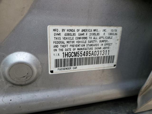 1HGCM55495A031311 - 2005 HONDA ACCORD LX SILVER photo 12