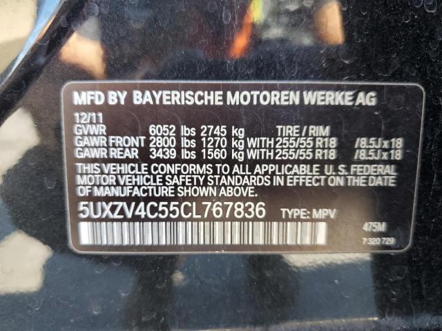 5UXZV4C55CL767836 - 2012 BMW X5 XDRIVE35I BLACK photo 13