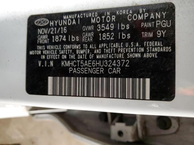 KMHCT5AE6HU324372 - 2017 HYUNDAI ACCENT SE WHITE photo 12