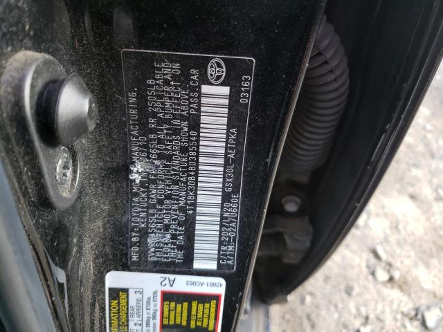 4T1BK3DB4BU385540 - 2011 TOYOTA AVALON BASE 黑色 照片 12