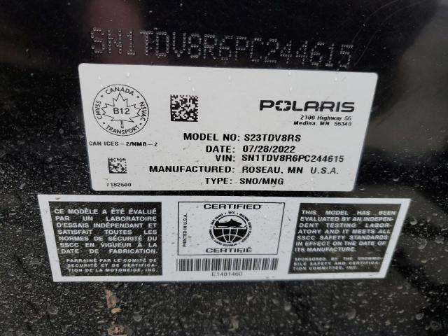 SN1TDV8R6PC244615 - 2023 POLARIS SNOWMOBILE BLACK photo 10