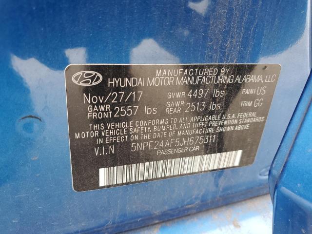 5NPE24AF5JH675311 - 2018 HYUNDAI SONATA SE BLUE photo 12