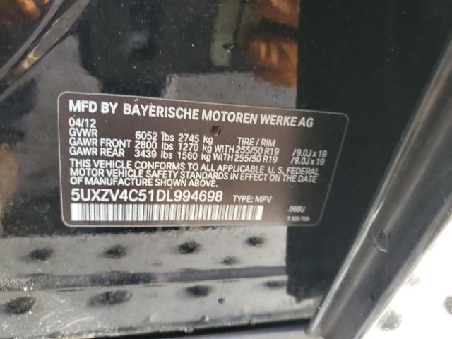 5UXZV4C51DL994698 - 2013 BMW X5 XDRIVE35I BLACK photo 12