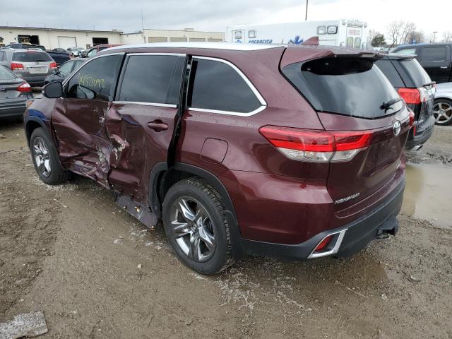 5TDDZRFH4KS968627 - 2019 TOYOTA HIGHLANDER LIMITED BURGUNDY photo 2