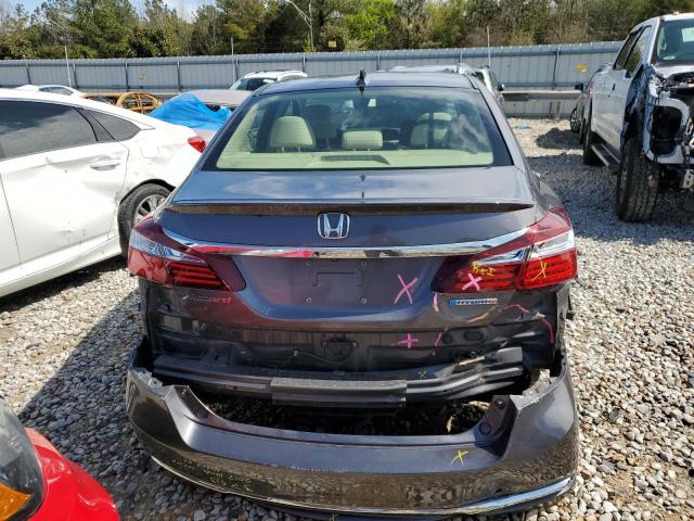 JHMCR6F54HC001475 - 2017 HONDA ACCORD HYBRID EXL CHARCOAL photo 6