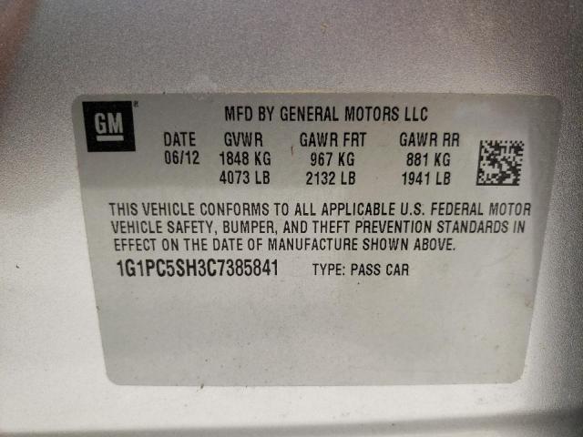 1G1PC5SH3C7385841 - 2012 CHEVROLET CRUZE LS SILVER photo 12