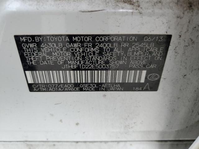 JTHBF1D22E5003757 - 2014 LEXUS IS 250 WHITE photo 13