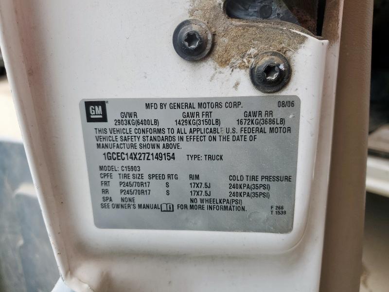 1GCEC14X27Z149154 - 2007 CHEVROLET SILVERADO C1500 CLASSIC Ağ foto 12
