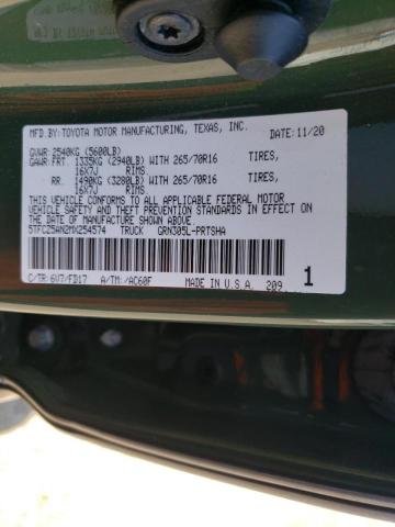 5TFCZ5AN2MX254574 - 2021 TOYOTA TACOMA DOUBLE CAB 绿色 照片 10