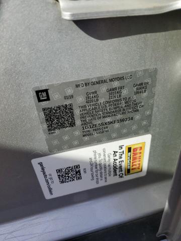 1G1ZE5SX5KF159234 - 2019 CHEVROLET MALIBU PREMIER SILVER photo 12