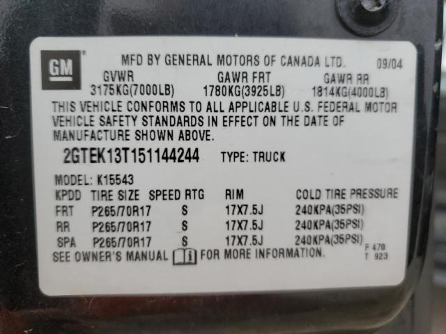 2GTEK13T151144244 - 2005 GMC NEW SIERRA K1500 CHARCOAL photo 12