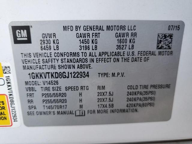 1GKKVTKD8GJ122934 - 2016 GMC ACADIA DENALI WHITE photo 14