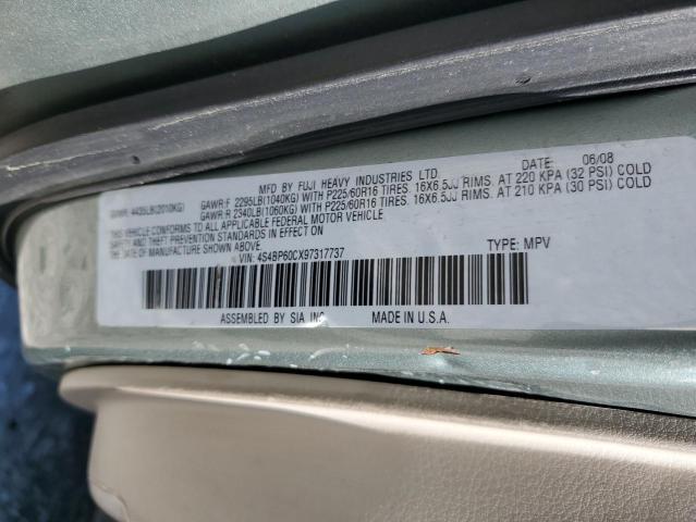 4S4BP60CX97317737 - 2009 SUBARU OUTBACK TURQUOISE photo 13