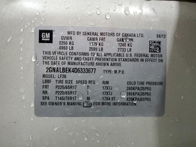 2GNALBEK4D6333677 - 2013 CHEVROLET EQUINOX LS BEIGE photo 13