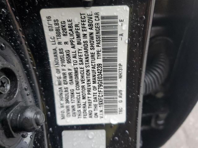 19XFC1F79GE034239 - 2016 HONDA CIVIC EXL შავი ფოტო 12