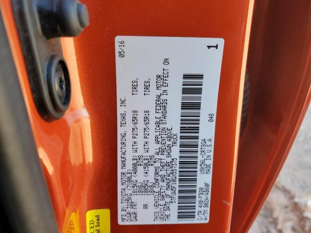 5TFUW5F10GX557375 - 2016 TOYOTA TUNDRA DOUBLE CAB SR/SR5 ORANGE photo 13