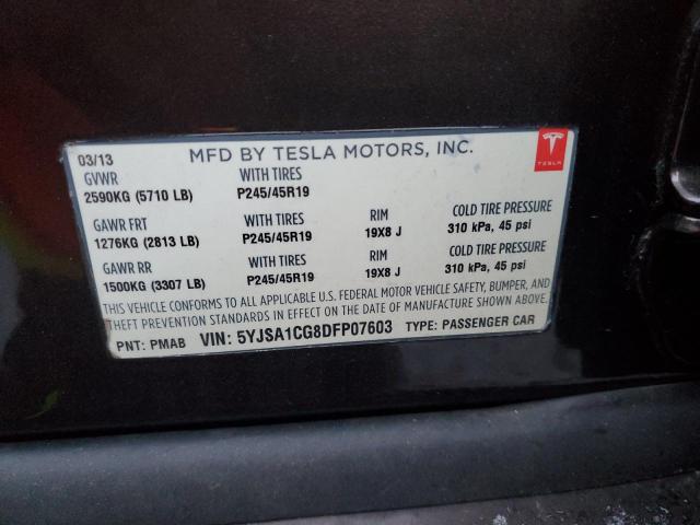 5YJSA1CG8DFP07603 - 2013 TESLA MODEL S BROWN photo 12