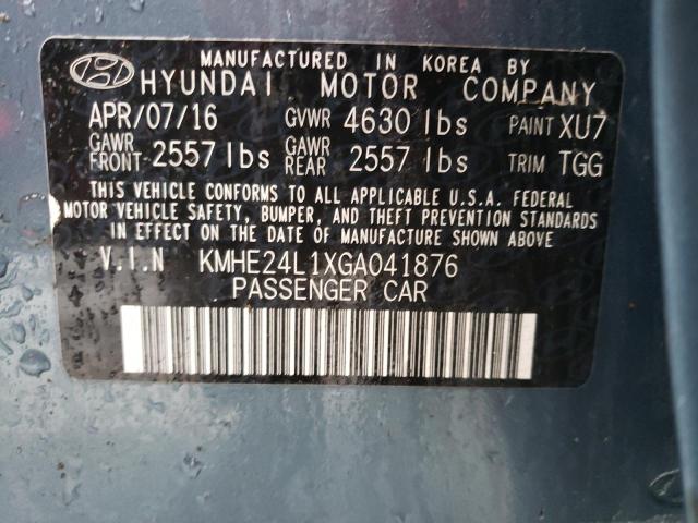 KMHE24L1XGA041876 - 2016 HYUNDAI SONATA HYBRID BLUE photo 12