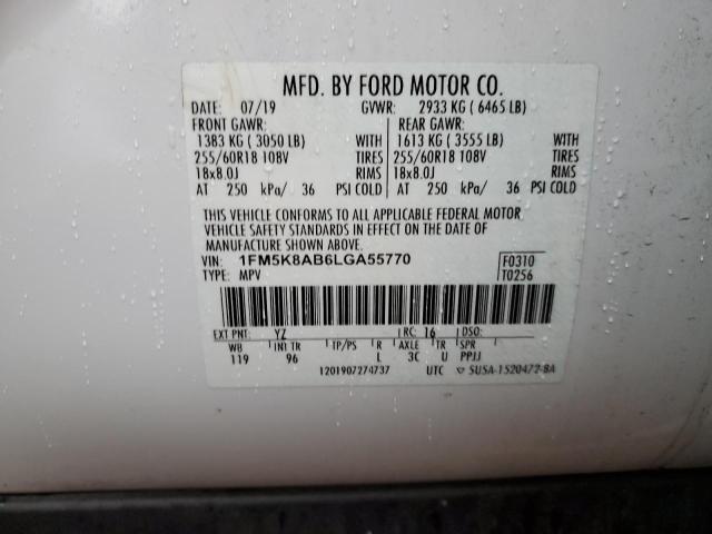 1FM5K8AB6LGA55770 - 2020 FORD EXPLORER POLICE INTERCEPTOR TWO TONE photo 12