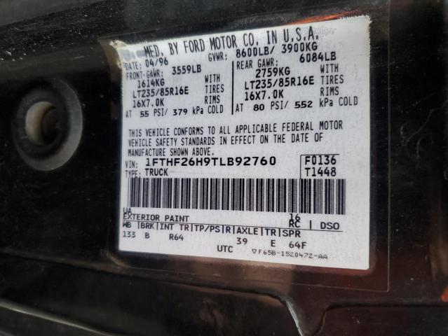 1FTHF26H9TLB92760 - 1996 FORD F250 BLACK photo 12