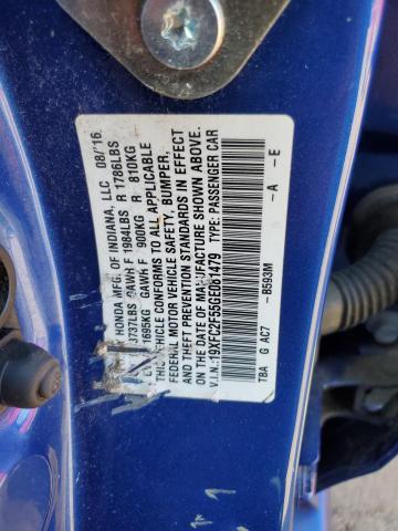 19XFC2F55GE081479 - 2016 HONDA CIVIC LX BLUE photo 12