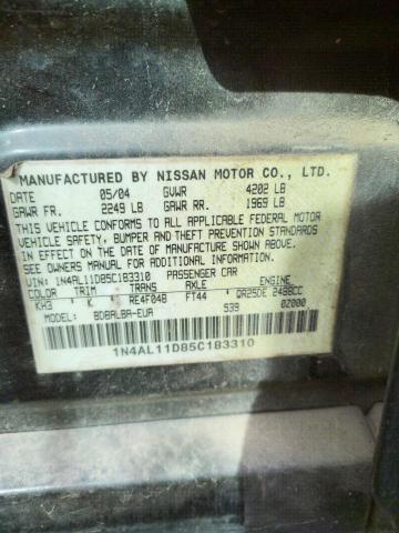 1N4AL11D85C183310 - 2005 NISSAN ALTIMA S BLACK photo 13