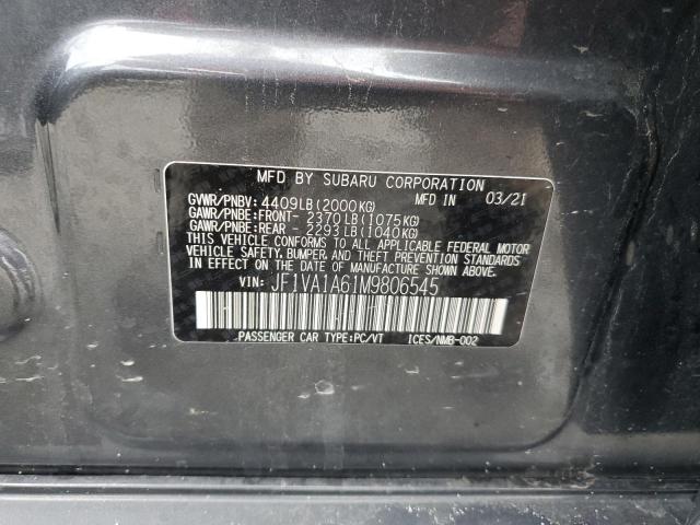 JF1VA1A61M9806545 - 2021 SUBARU WRX GRAY photo 13