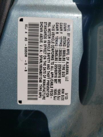 5FNRL18934B011248 - 2004 HONDA ODYSSEY EXL BLUE photo 13