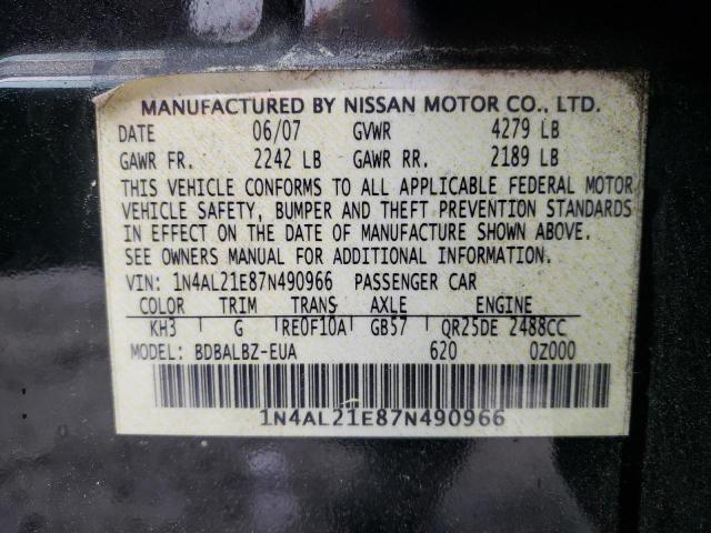 1N4AL21E87N490966 - 2007 NISSAN ALTIMA 2.5 BLACK photo 12